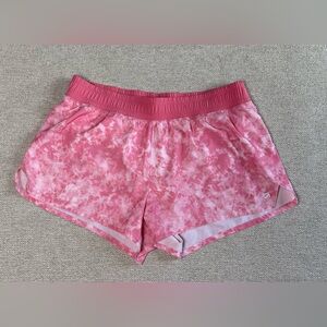 Gap Fit Women's Tye- Dye Running Shorts Built In Brief Lined Size L Pink